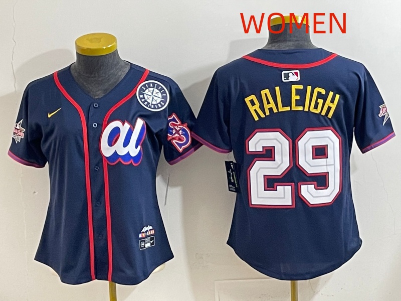 Women 2025 Seattle Mariners #29 Raleigh dark Blue All star Nike MLB Jersey style 014